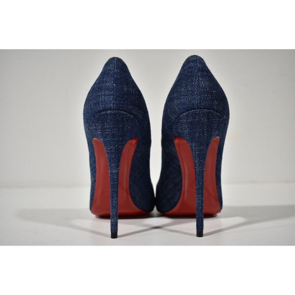 Christian Louboutin So Kate 120 Blue Denim Saba Gold Stiletto Heel Pump 35.5 - Picture 11 of 12